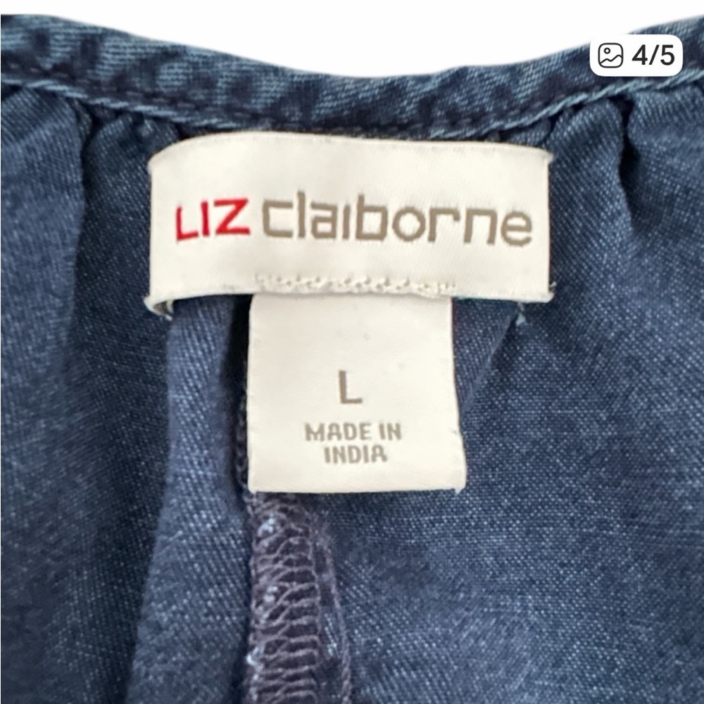 Liz Claiborne Women’s Sleeveless Denim Blue Maxi Dress Pre-Loved Size Large - Picture 4 of 5